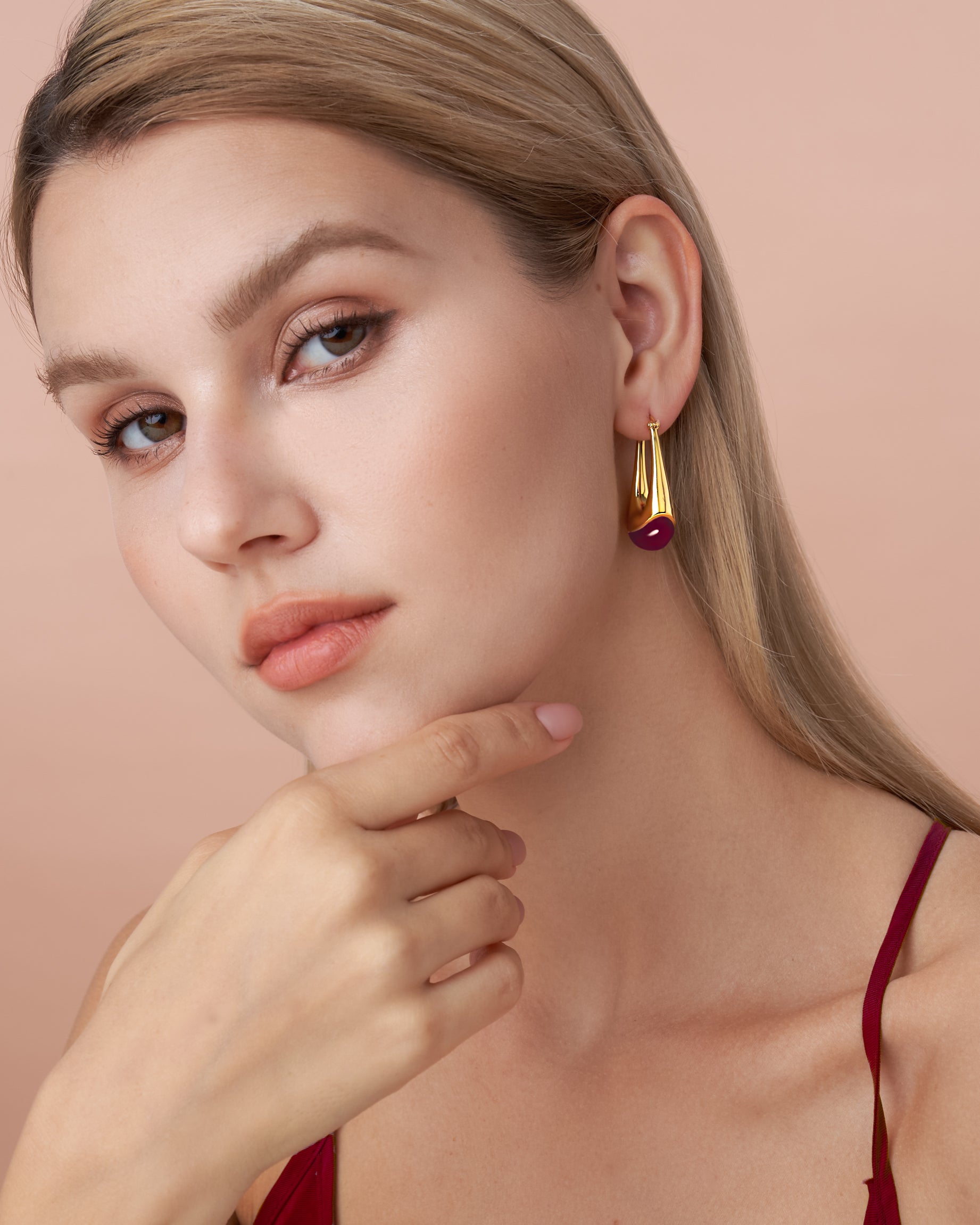 Swirl Dangle Statement Earrings In Wine Resin Style