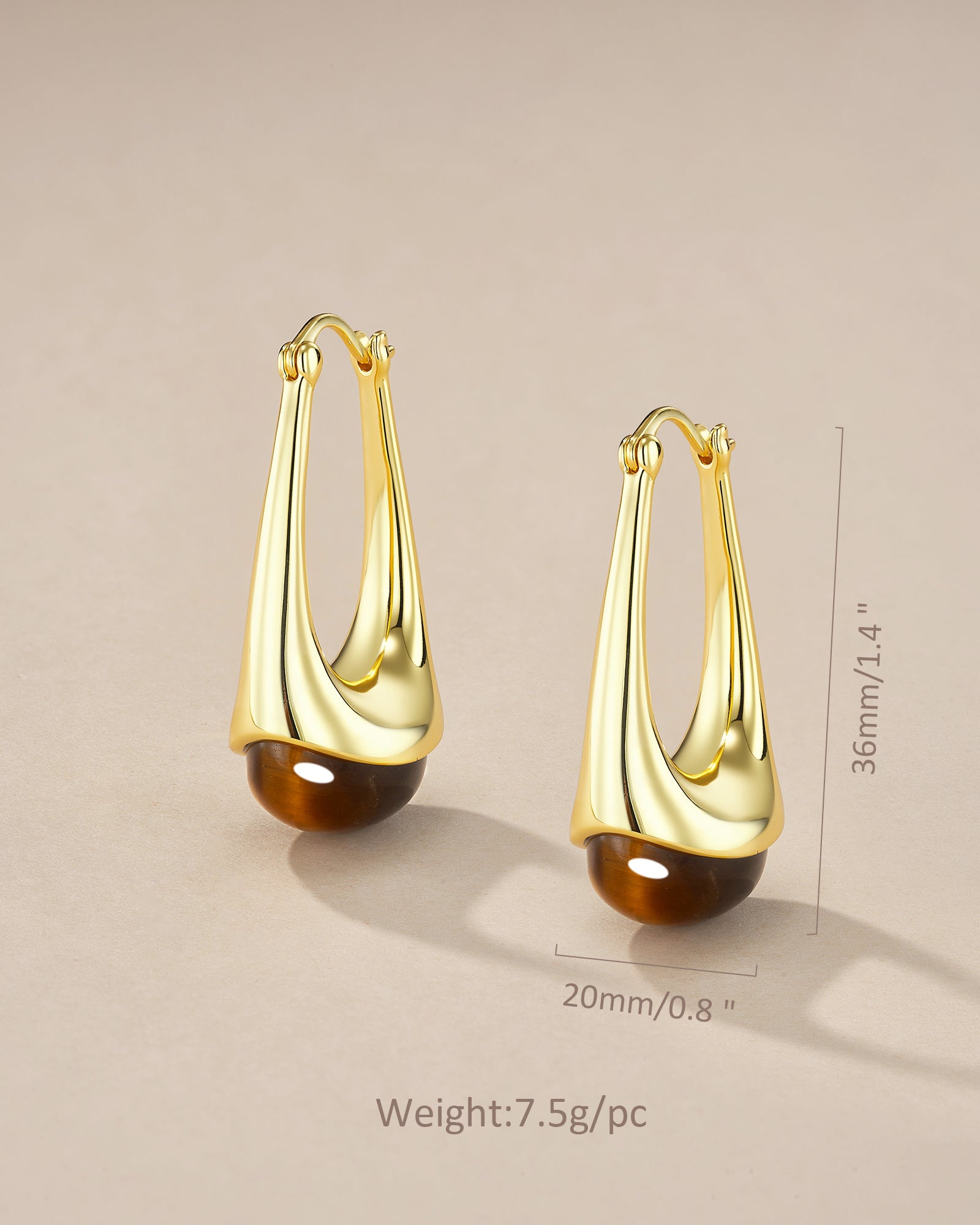 Swirl Dangle Statement Earrings In Tiger Eye Style Resin Look