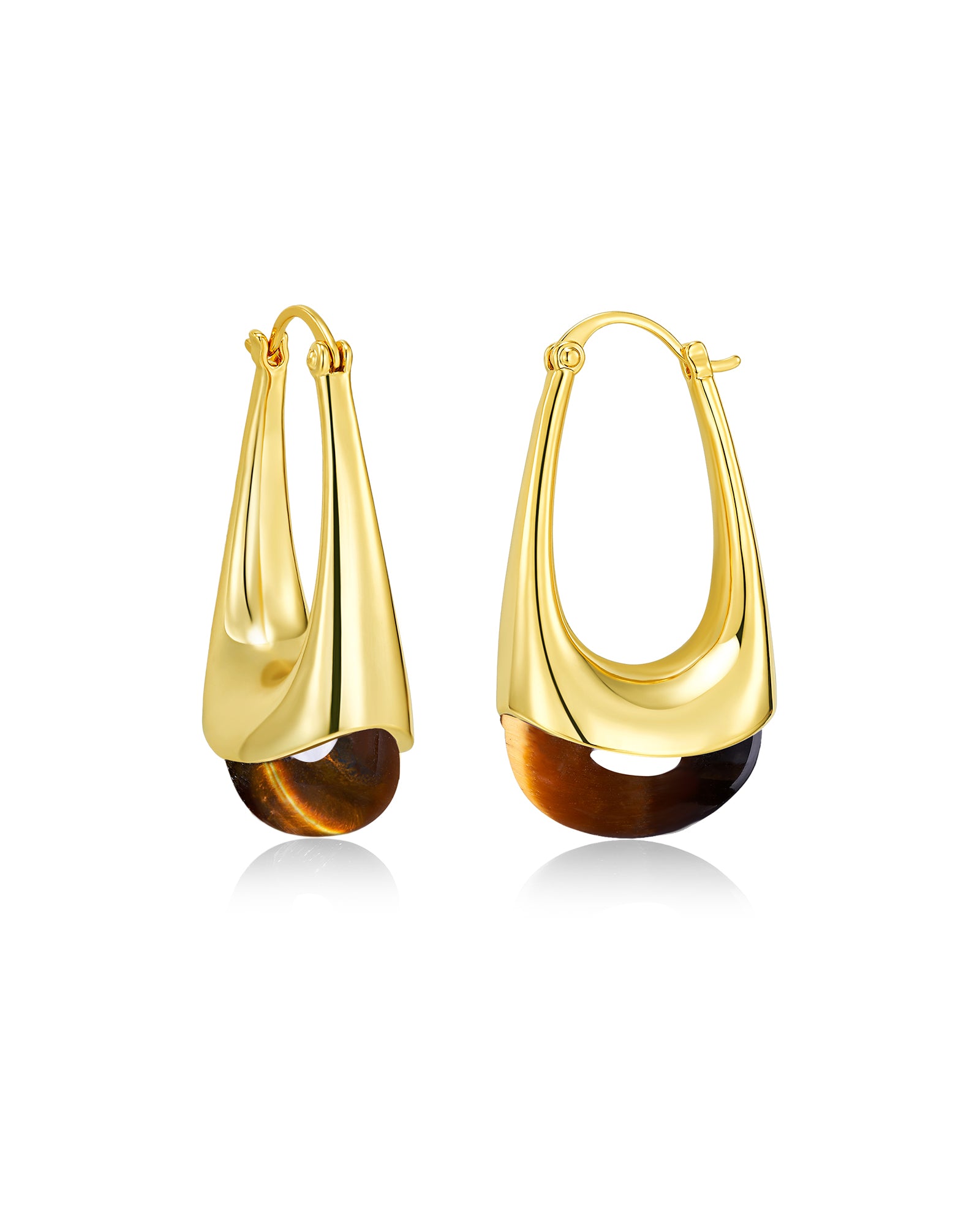 Swirl Dangle Statement Earrings In Tiger Eye Style Resin Look