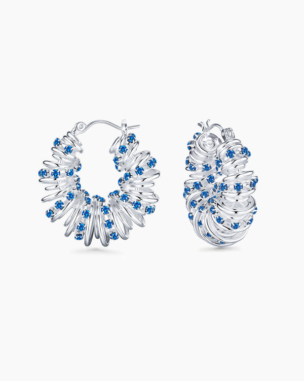 #6-1 Chunky Curve Spiral Twisted Hoop Earrings (Silver)