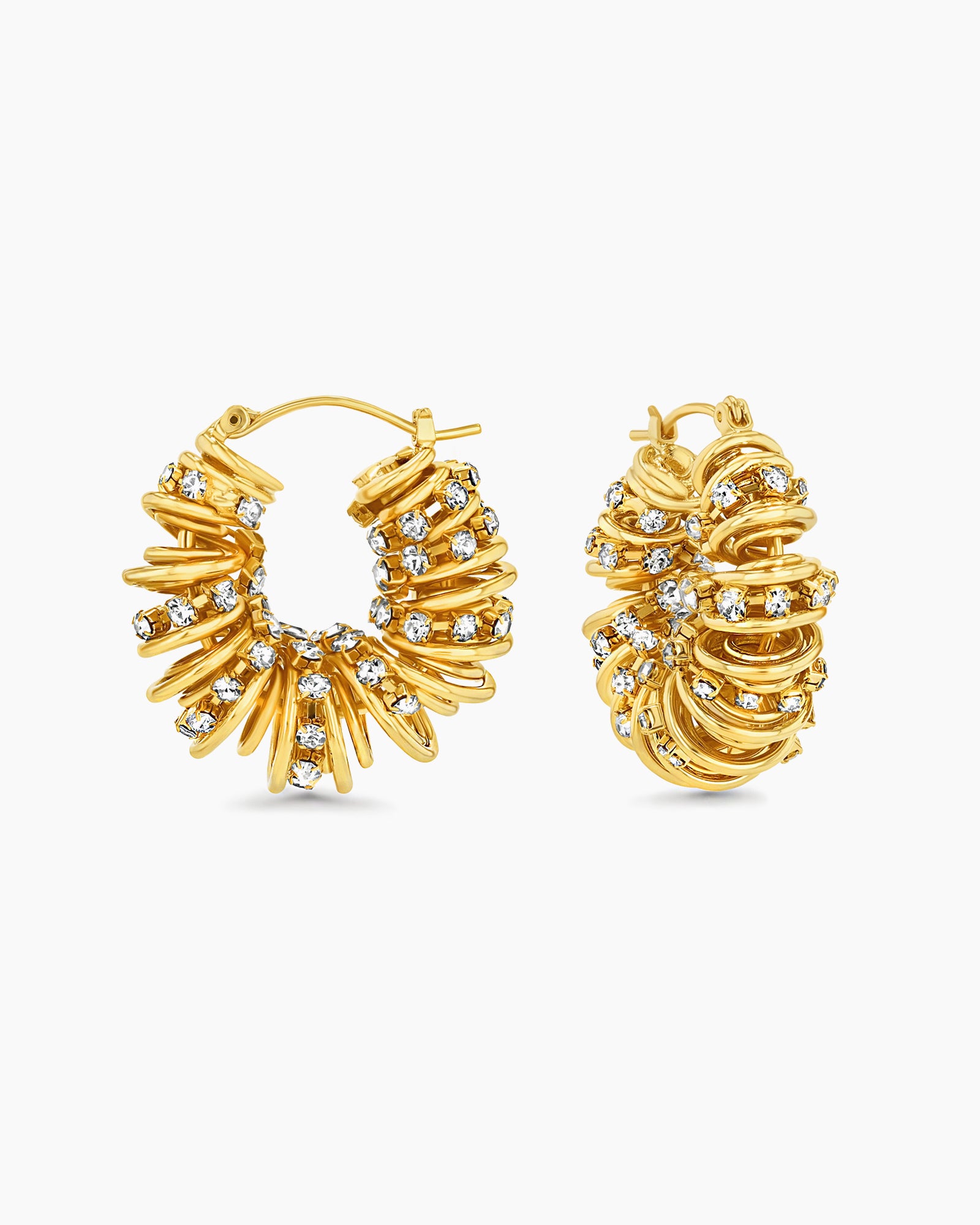 Chunky Curve Spiral Twisted Hoop Earrings - Gold