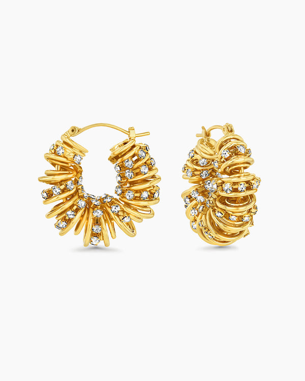 #6 Chunky Curve Spiral Twisted Hoop Earrings (Gold)