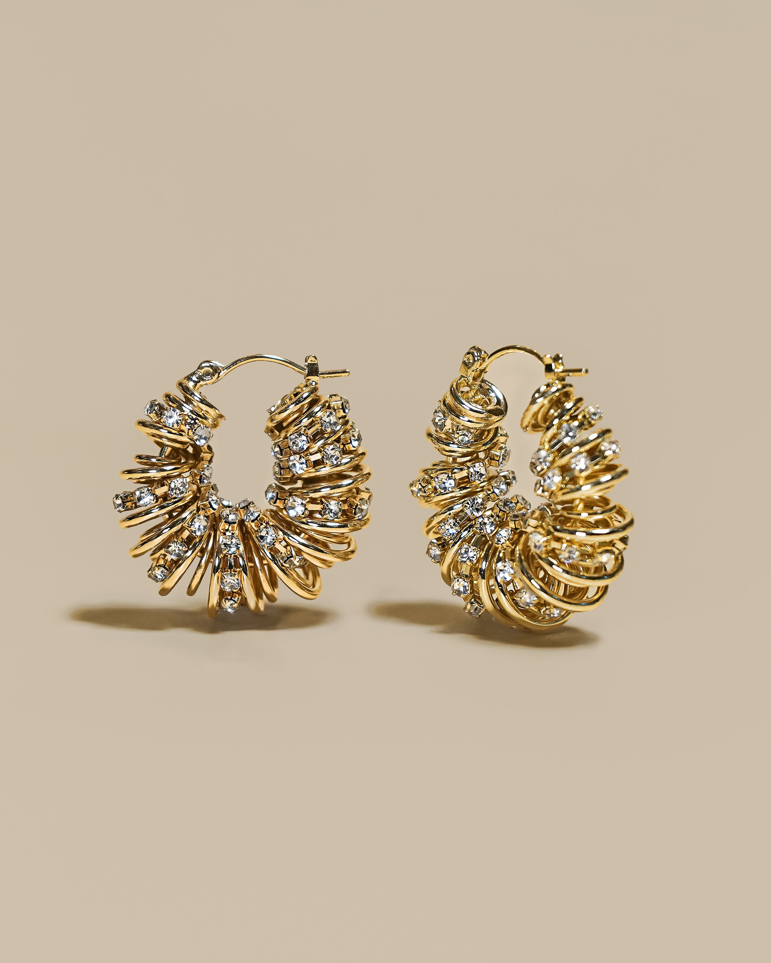 Spiral Twisted Hoop Earrings In Gold Tone Chunky Curve Style
