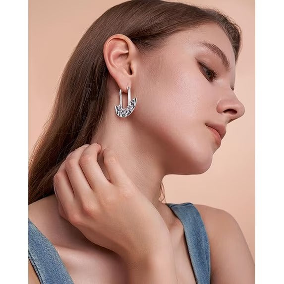 SNGIA Hammered Statement Drop Earrings for Women, 18K Gold Plated or Silver Plated, Lightweight