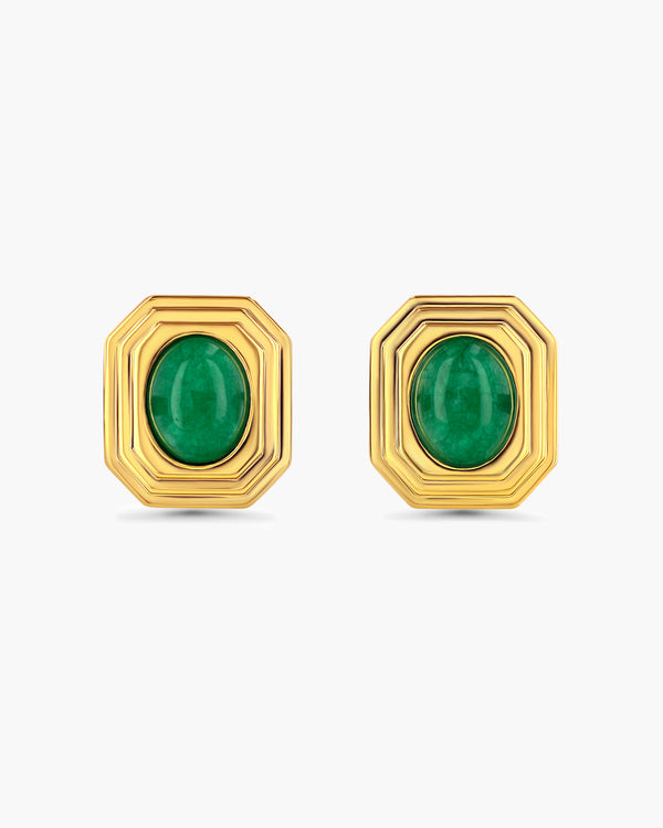 #70 Gold Jade Square Stud Earrings