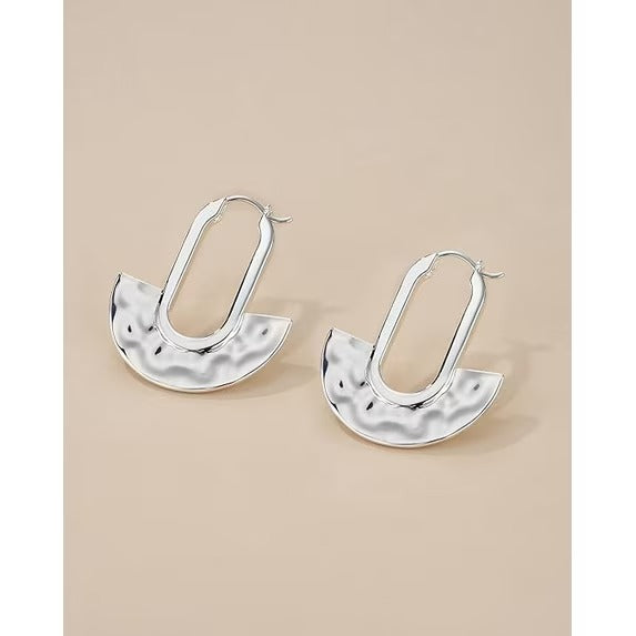 SNGIA Hammered Statement Drop Earrings for Women, 18K Gold Plated or Silver Plated, Lightweight