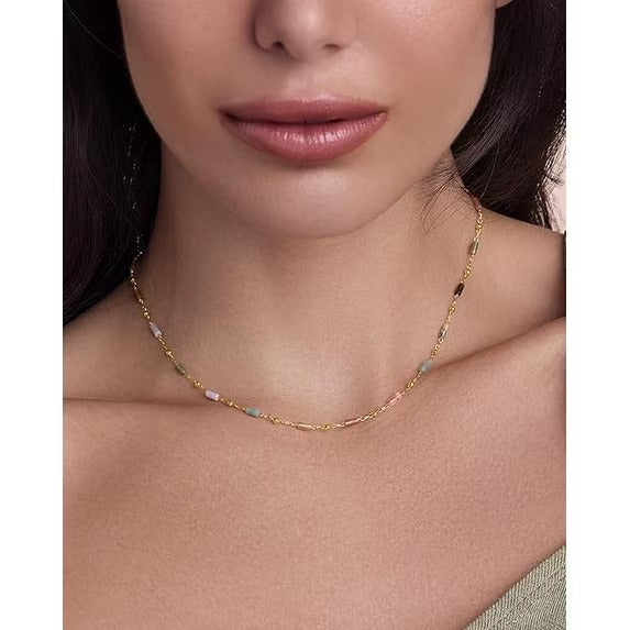 SNGIA 18K Gold Plated Multicolor Quartz Bead Adjustable Choker Necklace for Women