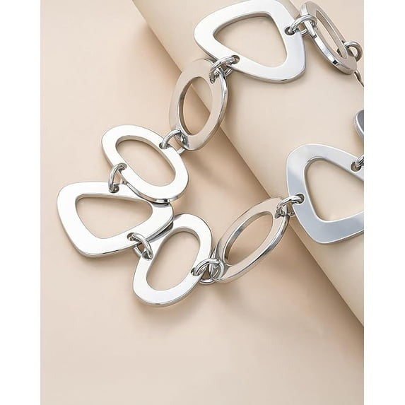 SNGIA Silver Plated Geometric Link Statement Choker Necklace for Women