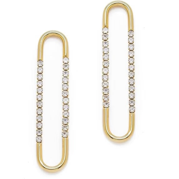 SNGIA 18K Gold Plated CZ Dangle Earrings for Women, Paperclip Link Drop Earrings