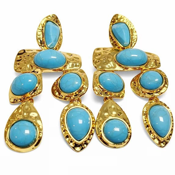SNGIA 18K Gold Plated Dangle Earrings for Women, Multicolor Boho Statement Drop Earrings