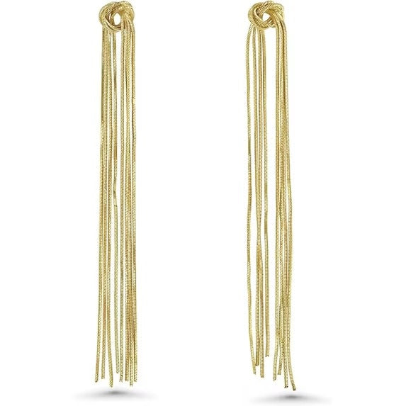 SNGIA 18K Gold Plated Long Tassel Dangle Earrings for Women Statement Chain Drop Earrings