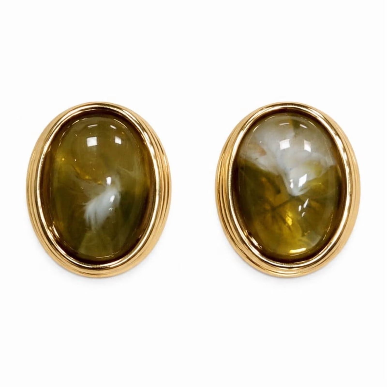 SNGIA 18K Gold Plated Oval Stud Earrings for Women, Multicolor Cabochon Statement Button Earrings