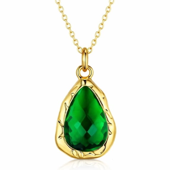 SNGIA 18K Gold Plated Teardrop Pendant Necklace for Women, Adjustable Chain, Women, Adjustable Chain, Women, Adjustable Chain,Women, Adjustable Chain, Emerald green