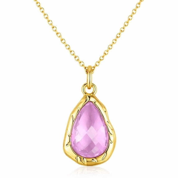 SNGIA 18K Gold Plated Teardrop Pendant Necklace for Women, Adjustable Chain, Women, Adjustable Chain, Women, Adjustable Chain, Pink