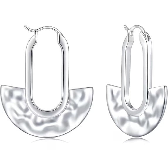 SNGIA Hammered Statement Drop Earrings for Women, 18K Gold Plated or Silver Plated, Lightweight