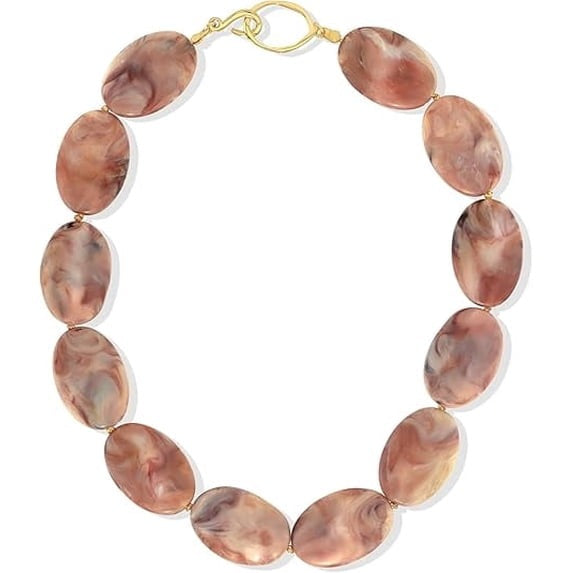 SNGIA Red Brown Resin Beaded Choker Necklace for Women Statement Collar Jewelry