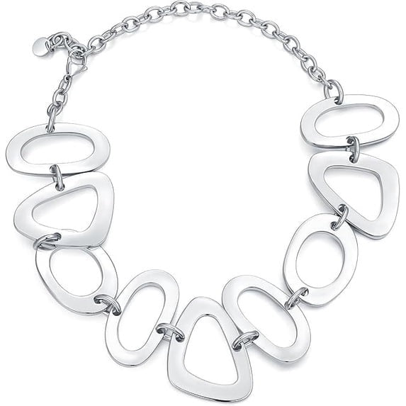 SNGIA Silver Plated Geometric Link Statement Choker Necklace for Women