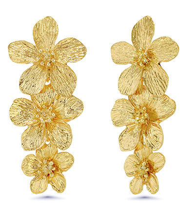3 Tiered Floral Dangle Earrings