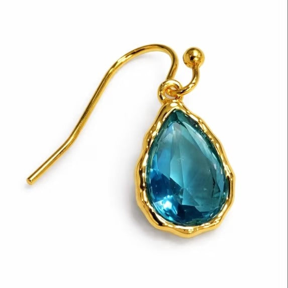 Women’s Gold-Tone Teardrop Dangle Earrings with Ruby Red, Turquoise, and Smoky Brown Stones