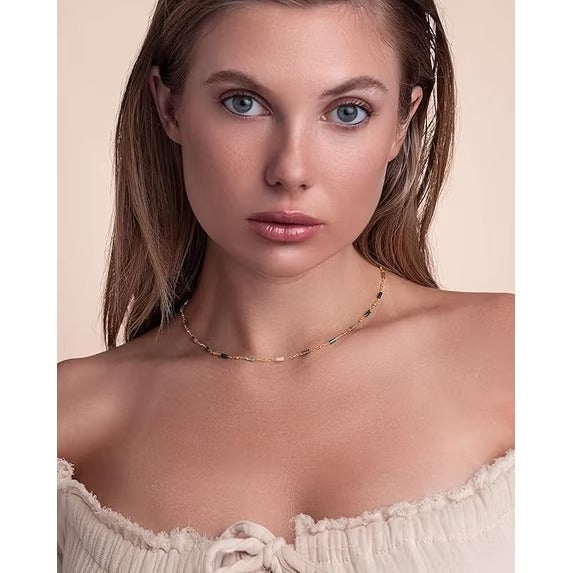 SNGIA 18K Gold Plated Multicolor Quartz Bead Adjustable Choker Necklace for Women