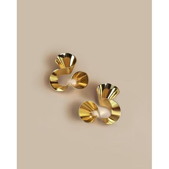 SNGIA Gold Tone Geometric Curve Dangle Earrings for Women, Statement Fashion Jewelry
