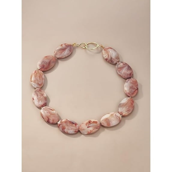 SNGIA Red Brown Resin Beaded Choker Necklace for Women Statement Collar Jewelry