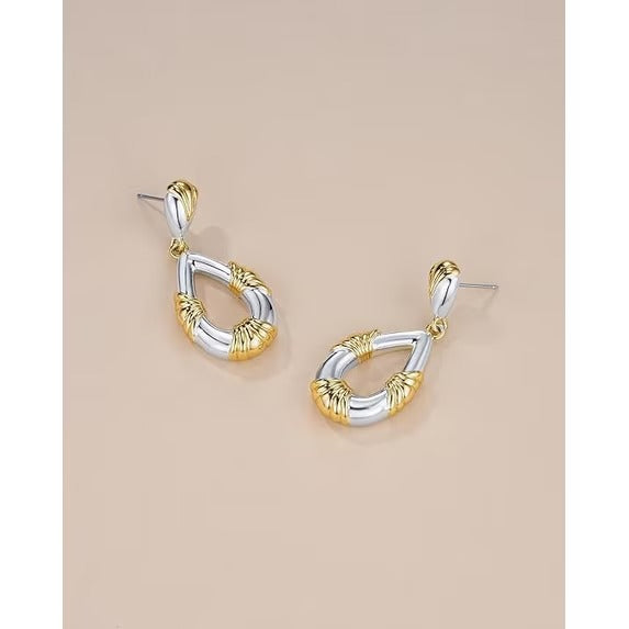 SNGIA Two-Tone Gold and Silver Plated Floral Dangle Drop Earrings for Women