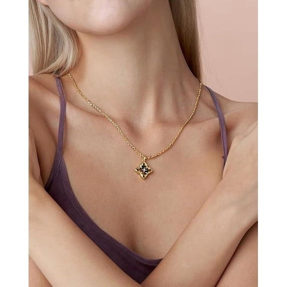 SNGIA 18K Gold Plated Clover Pendant Necklace for Women, Adjustable Chain,Tiger Eye