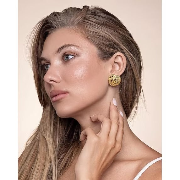 SNGIA 18K Gold Plated Spiral Leaf Dangle Earrings for Women, Textured Statement Drop Style
