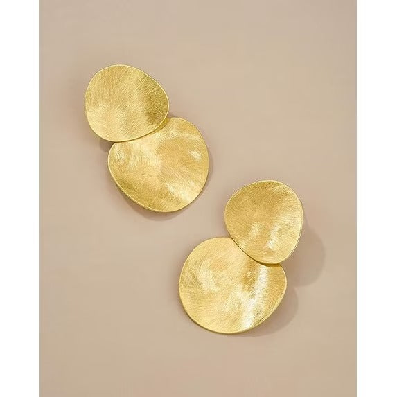 SNGIA Textured Geometric Disc Dangle Earrings for Women, Silver-Plated or Gold-Plated